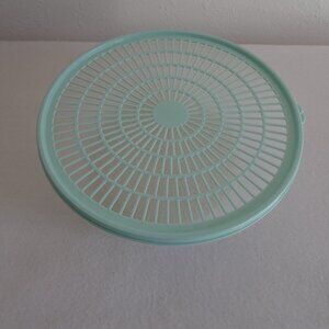 Tupperware Colander Strainer Bowl 1835-3 Flow Thru Sheer Mint Lid 1836-1 Vintage